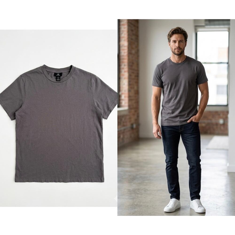 H&M Men’s Regular Fit Gray T-Shirt — Large